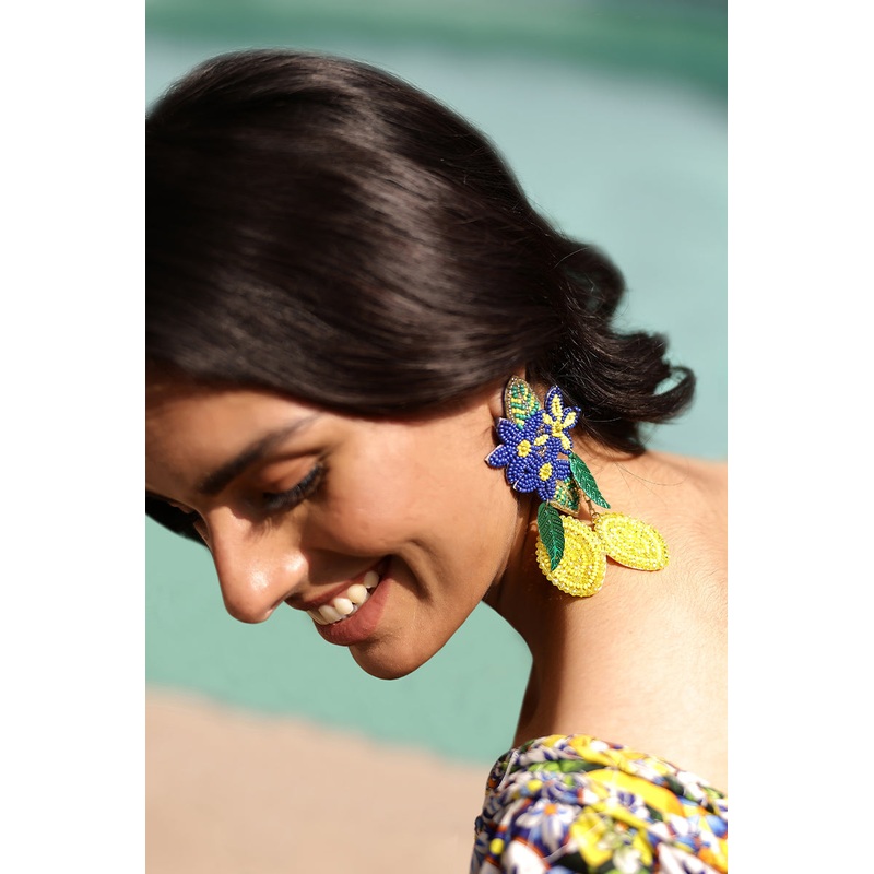 Positano Lemon Beaded Long Earrings