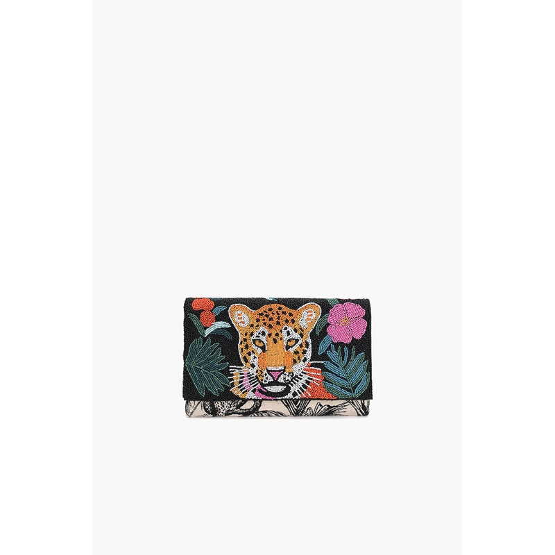 Tropical Leopard Embellished Clutch